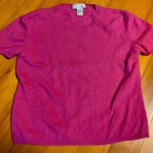 Sweater 100% Cashmere Short Sleeve Pink L Finest Two Ply Yarns